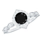 Vintage Black Spinel Engagement Ring with Diamond Halo