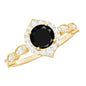 Vintage Black Spinel Engagement Ring with Diamond Halo