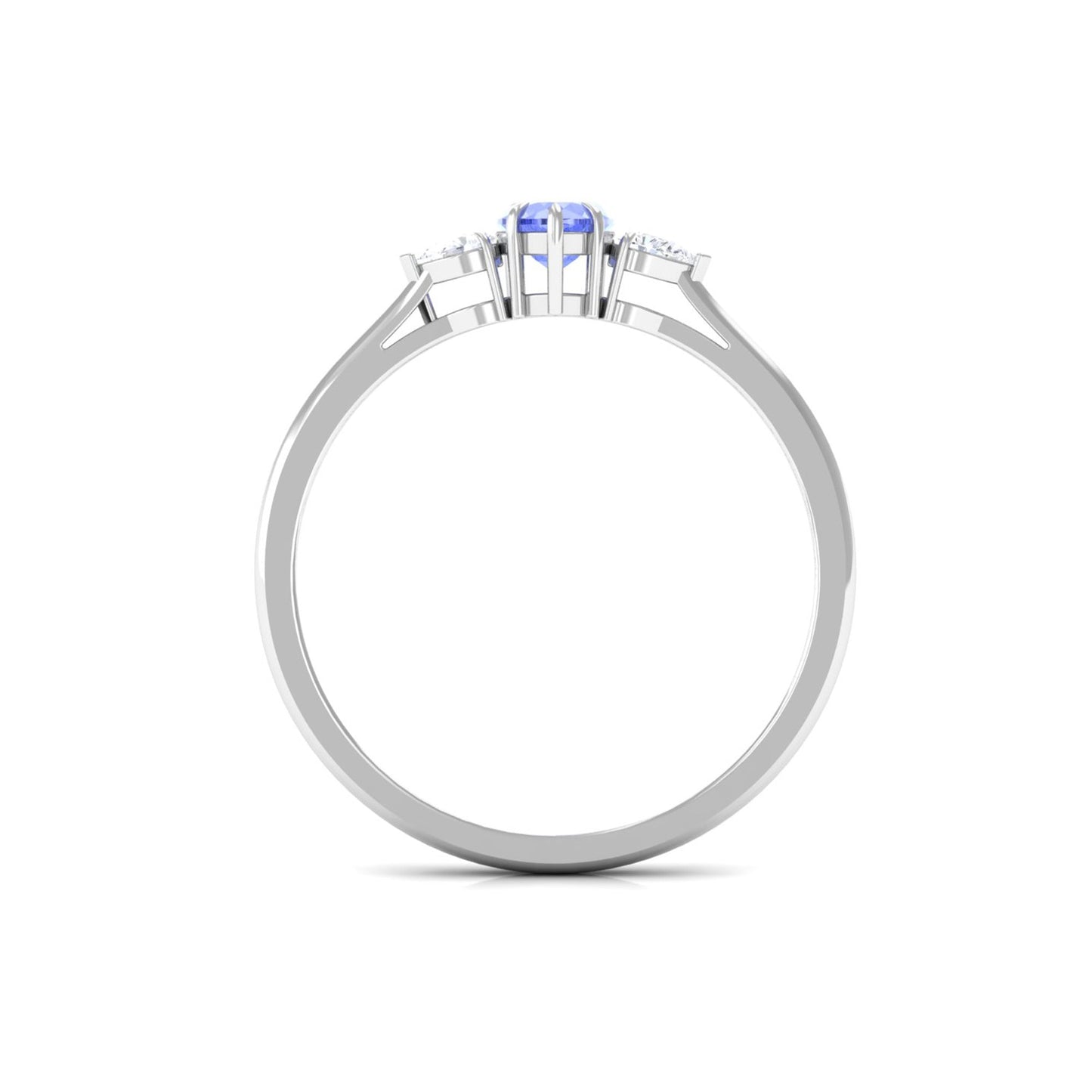 0.9 Carat Heart Shape Tanzanite 3 Stone Promise Ring with Diamond