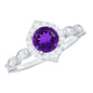 Vintage Style 1.2 Carat Amethyst Engagement Ring with Diamond Halo