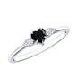 Certified Lab Grown Black Diamond Heart Promise Ring with White Diamond