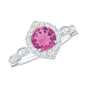 Genuine Pink Tourmaline Vintage Engagement Ring with Diamond