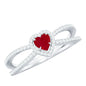 Natural Ruby Heart Engagement Ring with Diamond Split Shank