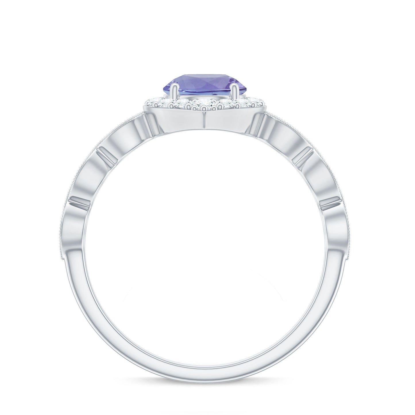 Real 0.54 Carat Tanzanite Vintage Engagement Ring with Diamond