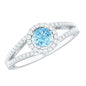 0.8 Carat Aquamarine and Diamond Split Shank Engagement Ring for Women