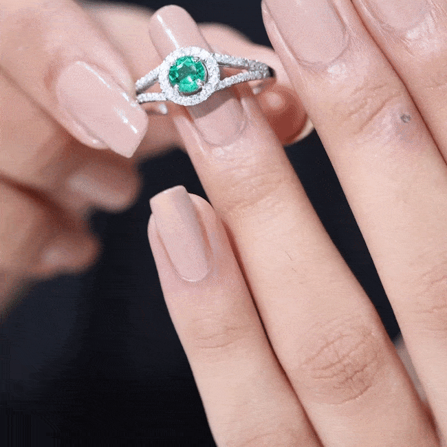 Lab Grown Emerald Diamond Halo Engagement Ring with Certificate
