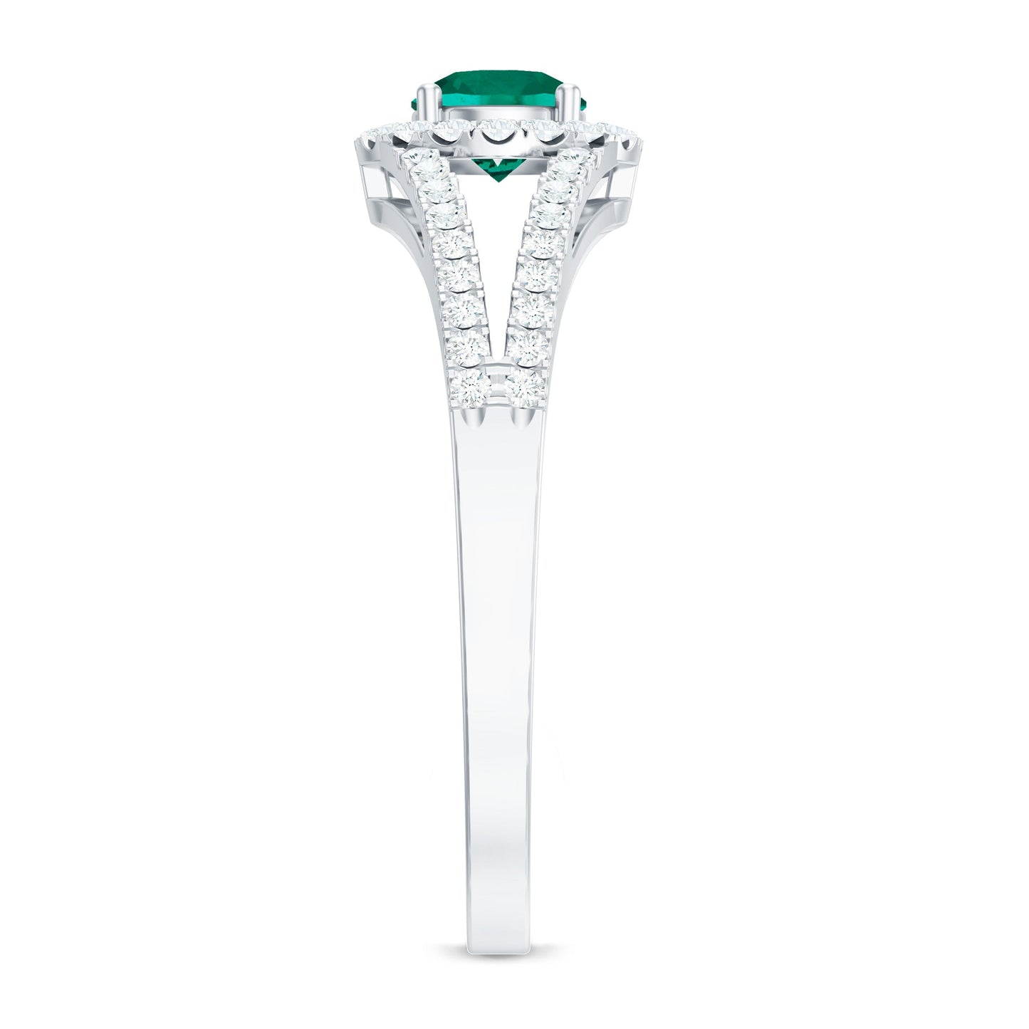 Lab Grown Emerald Diamond Halo Engagement Ring with Certificate