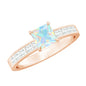 Certified Real Ethiopian Opal Princess Cut Engagement Ring with Diamond