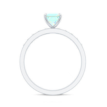 Certified Real Ethiopian Opal Princess Cut Engagement Ring with Diamond