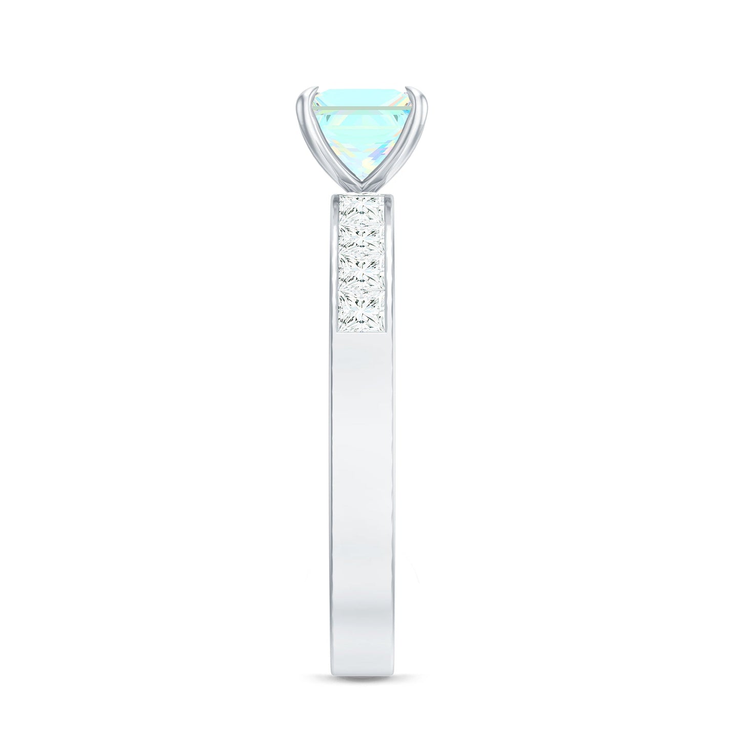 Certified Real Ethiopian Opal Princess Cut Engagement Ring with Diamond