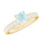 Certified Real Ethiopian Opal Princess Cut Engagement Ring with Diamond