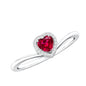 Lab Grown Ruby Heart Promise Ring with Diamond Halo