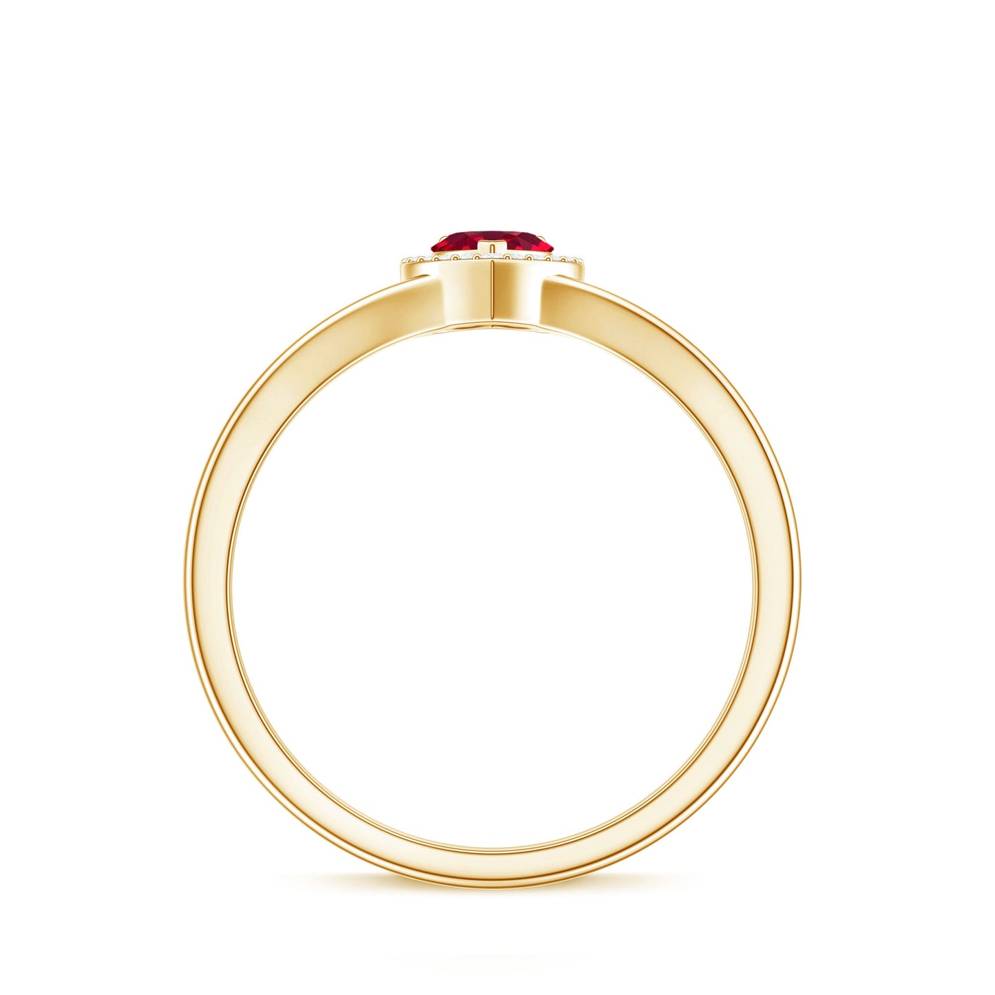 Lab Grown Ruby Heart Promise Ring with Diamond Halo