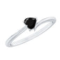 Natural Black Spinel Heart Promise Ring in East West Style