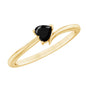 Natural Black Spinel Heart Promise Ring in East West Style