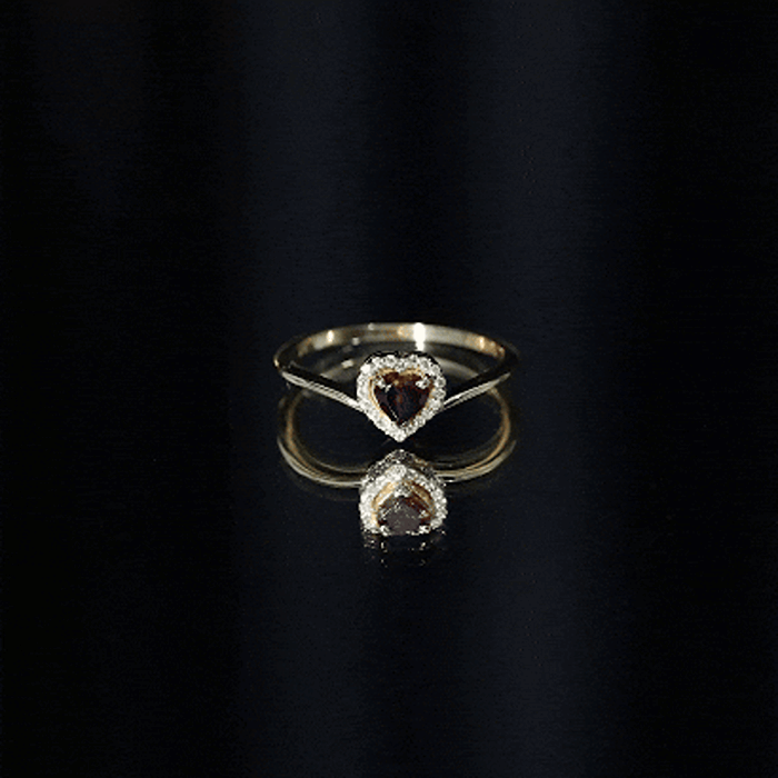 Certified Real Garnet Heart Promise Ring with Diamond Halo