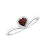 Certified Real Garnet Heart Promise Ring with Diamond Halo