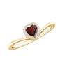 Certified Real Garnet Heart Promise Ring with Diamond Halo