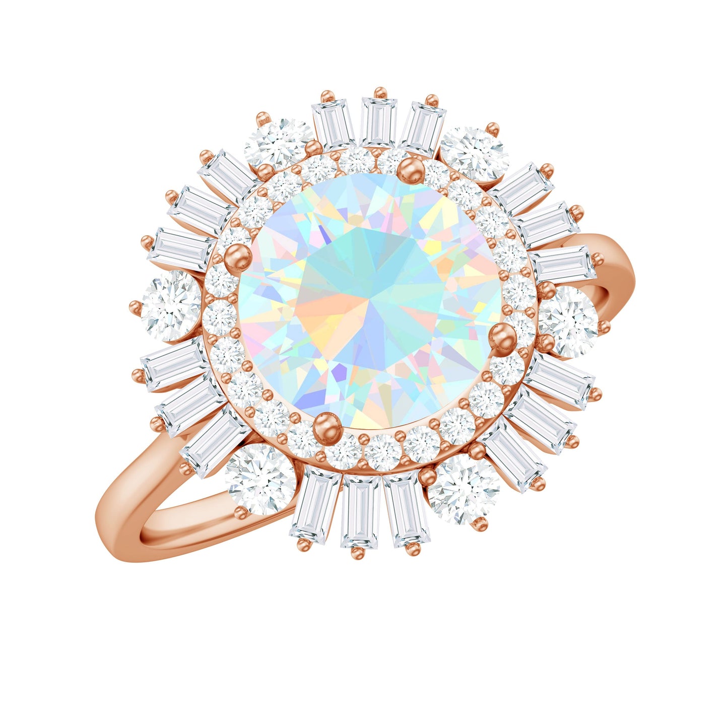 Natural 2 Carat Ethiopian Opal Double Halo Engagement Ring with Certificate