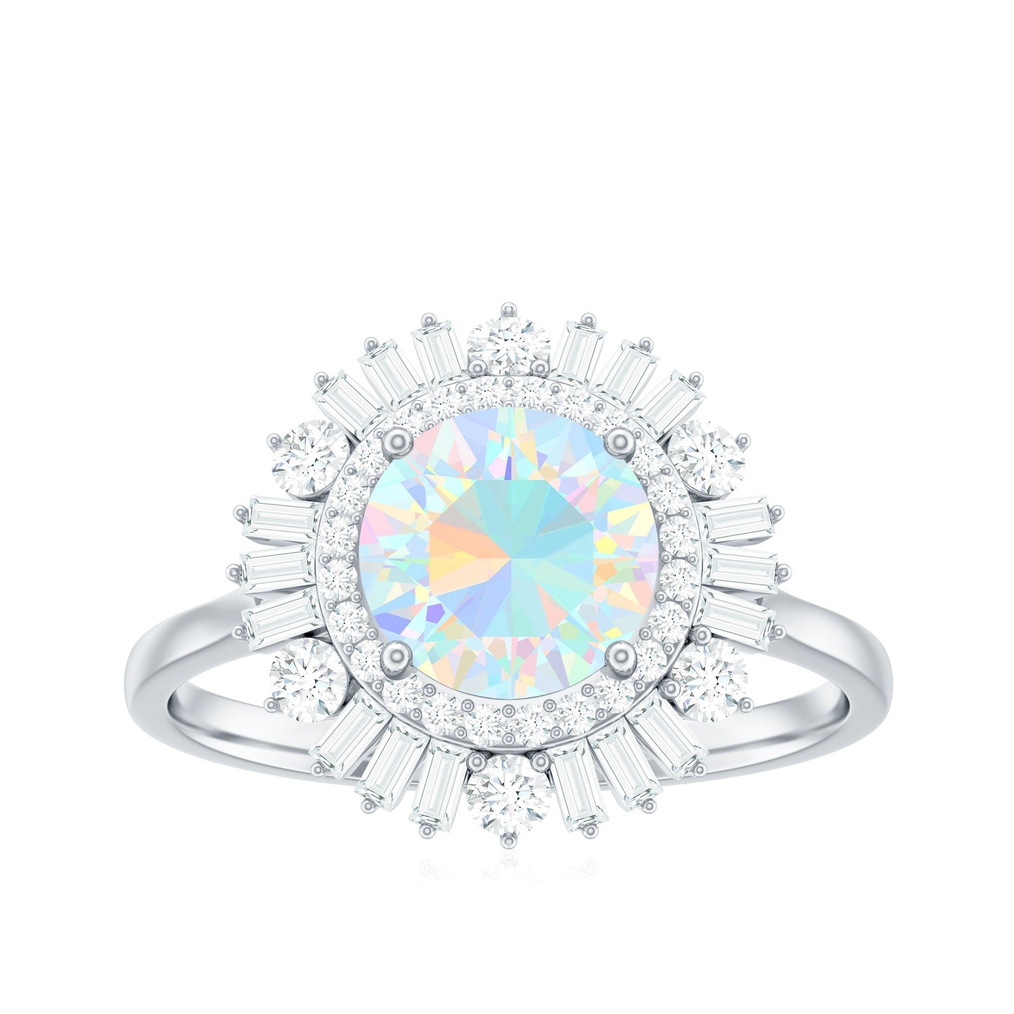 Natural 2 Carat Ethiopian Opal Double Halo Engagement Ring with Certificate