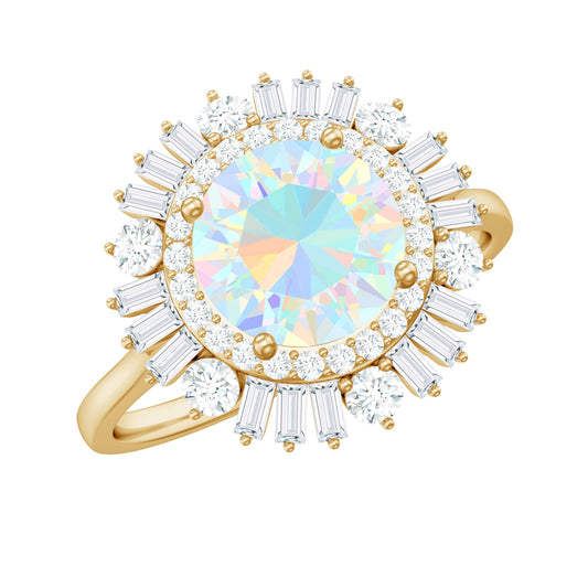 Natural 2 Carat Ethiopian Opal Double Halo Engagement Ring with Certificate