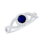 Criss Cross Shank Blue Sapphire and Diamond Halo Engagement Ring