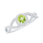 Natural 0.5 Carat Peridot Engagement Ring with Diamond Criss Cross Shank