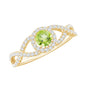 Natural 0.5 Carat Peridot Engagement Ring with Diamond Criss Cross Shank