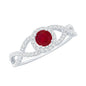 Genuine Ruby Engagement Ring with Diamond Criss Cross Shank