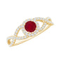 Genuine Ruby Engagement Ring with Diamond Criss Cross Shank