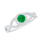 Real Emerald and Diamond Criss Cross Engagement Ring