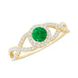 Real Emerald and Diamond Criss Cross Engagement Ring
