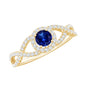 Certified 0.6 Carat Lab Grown Blue Sapphire Crossover Engagement Ring with Diamond