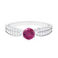 0.4 Carat Pink Tourmaline Engagement Ring with Diamond Side Stones