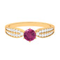 0.4 Carat Pink Tourmaline Engagement Ring with Diamond Side Stones