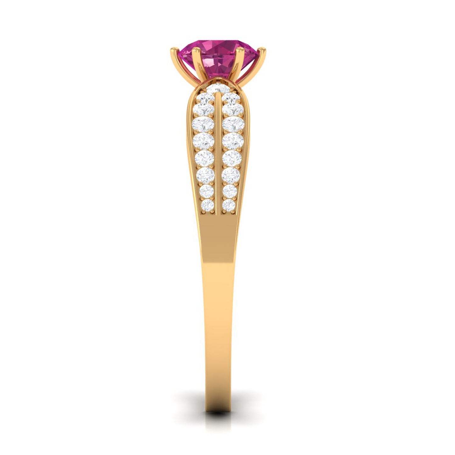0.4 Carat Pink Tourmaline Engagement Ring with Diamond Side Stones