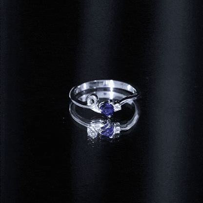 Certified Lab Grown Blue Sapphire Twisted Heart Promise Ring