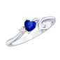 Certified Lab Grown Blue Sapphire Twisted Heart Promise Ring