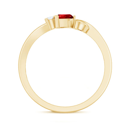 Lab Created Ruby and Diamond Twisted Heart Promise Ring
