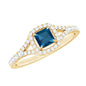 1 Carat Princess Cut London Blue Topaz Engagement Ring with Diamond Split Shank
