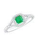 Princess Cut Emerald Engagement Ring with Diamond Split Shank
