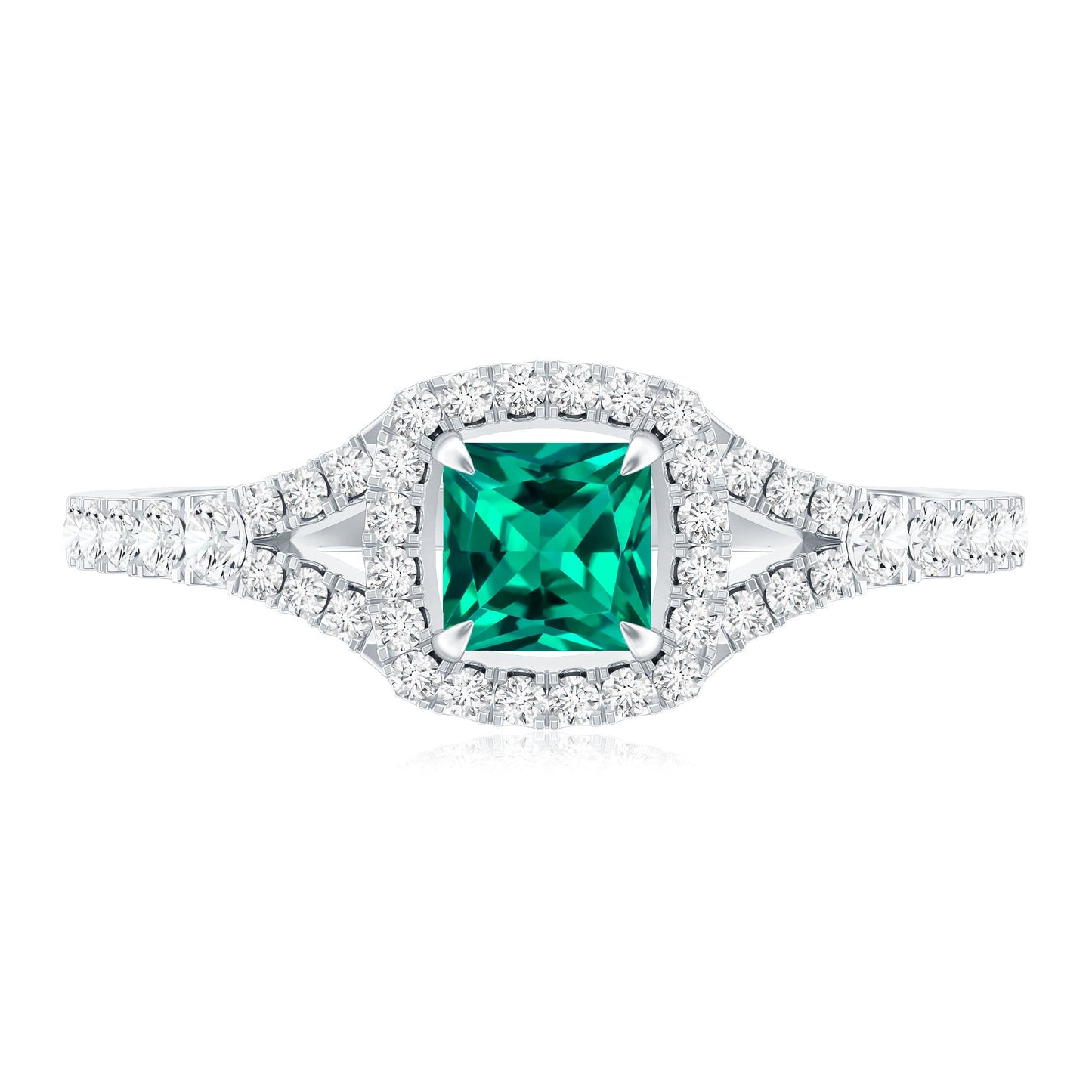 Certified Princess Cut Lab Grown Emerald Diamond Promise Ring