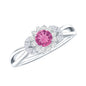 Pink Tourmaline and Diamond Flower Engagement Ring with Split Shank