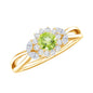Natural 0.5 Carat Peridot Flower Engagement Ring with Diamond