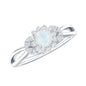 Real Moonstone and Diamond Flower Engagement Ring with Split Shank