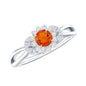 Fire Opal and Diamond Flower Engagement Ring with Split Shank