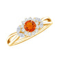 Fire Opal and Diamond Flower Engagement Ring with Split Shank
