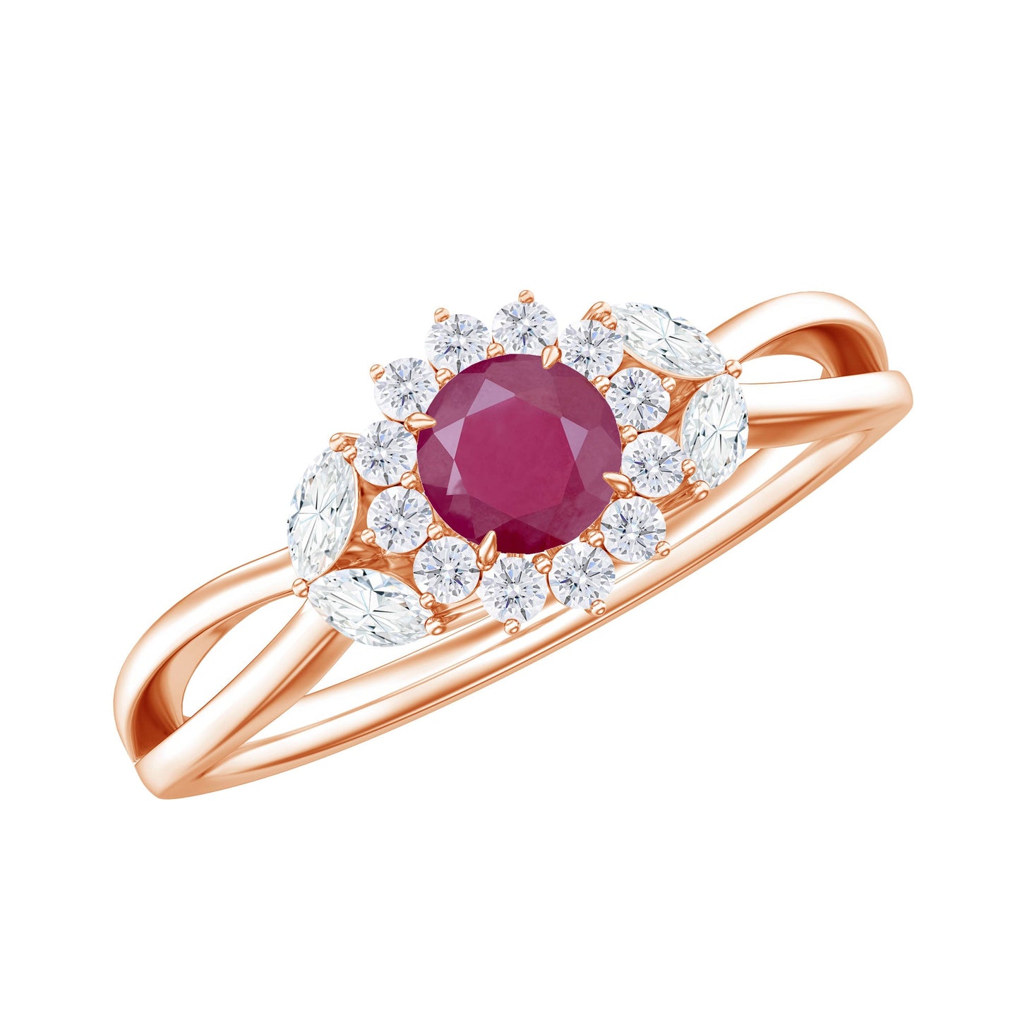 Nature Inspired Ruby Engagement Ring with Diamond for Women