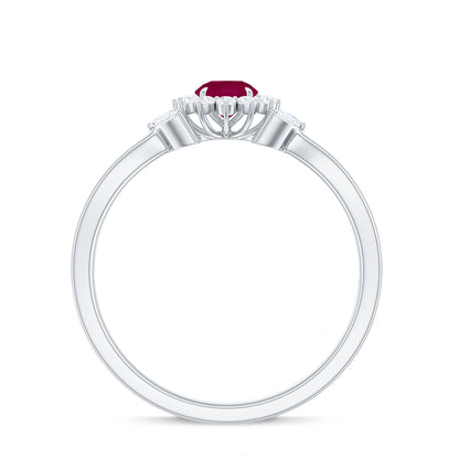 Nature Inspired Ruby Engagement Ring with Diamond for Women