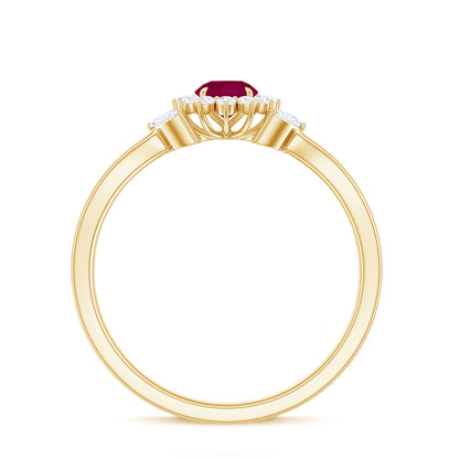 Nature Inspired Ruby Engagement Ring with Diamond for Women